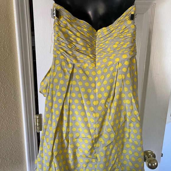 ALICE & OLIVIA Strapless Grey & Yellow Polka Dot Dress, Size S - Picture 5 of 9